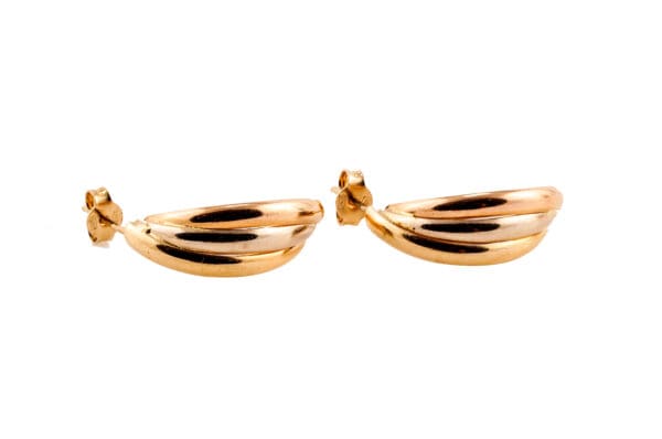18k Gold Tri-Color Half Hoop Earrings - Image 5