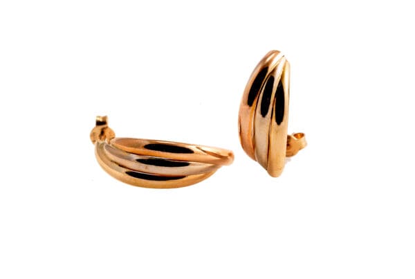 18k Gold Tri-Color Half Hoop Earrings - Image 6