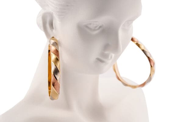 18k Tri-Color Hoop Earrings - Image 6