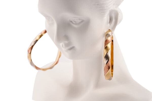 18k Tri-Color Hoop Earrings - Image 7