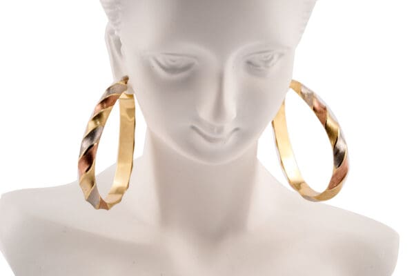 18k Tri-Color Hoop Earrings - Image 8