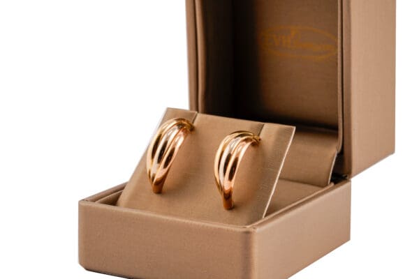 18k Gold Tri-Color Half Hoop Earrings - Image 7