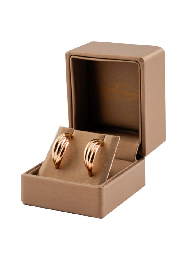 18k Gold Tri-Color Half Hoop Earrings - Image 8