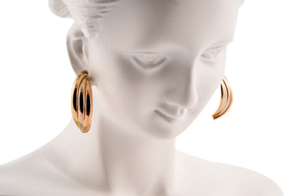 18k Gold Tri-Color Half Hoop Earrings - Image 9