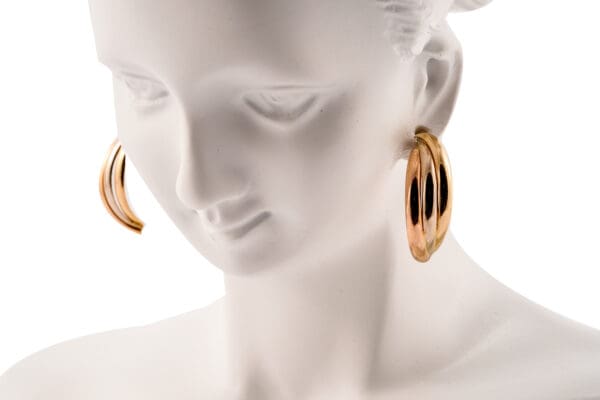 18k Gold Tri-Color Half Hoop Earrings - Image 3