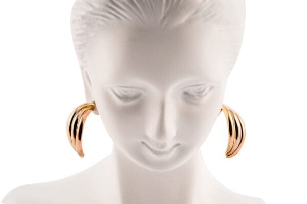 18k Gold Tri-Color Half Hoop Earrings - Image 4