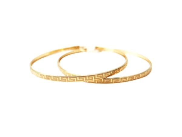 18k Solid Yellow Gold  Hoop Earrings S7.5" L