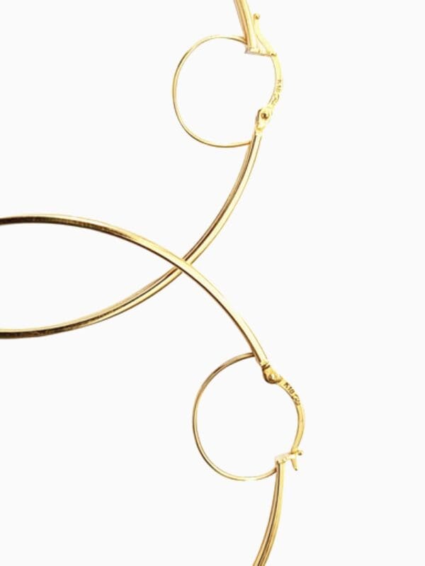 18k Solid Yellow Gold  Hoop Earrings S7.5" L - Image 2