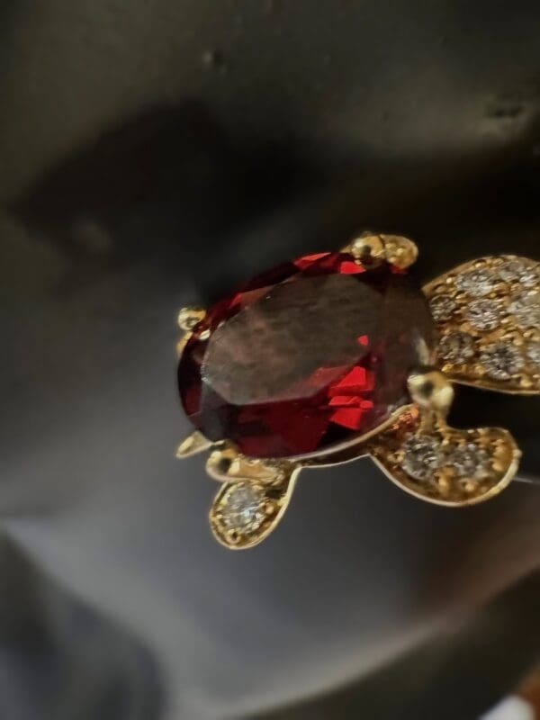 18k Yellow-Gold Garnet &Diamond Earrings - Image 6