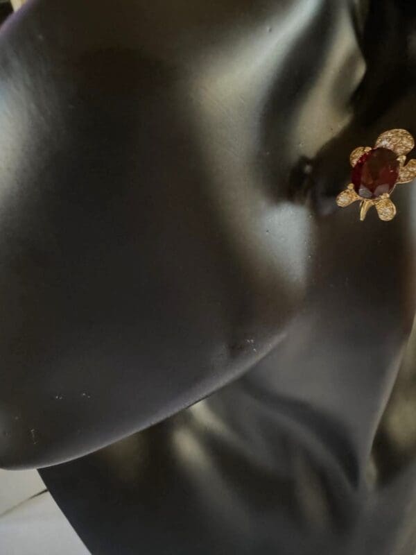 18k Yellow-Gold Garnet &Diamond Earrings - Image 8