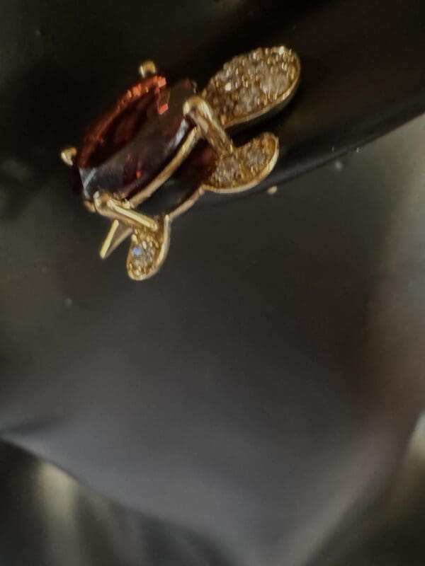 18k Yellow-Gold Garnet &Diamond Earrings - Image 9