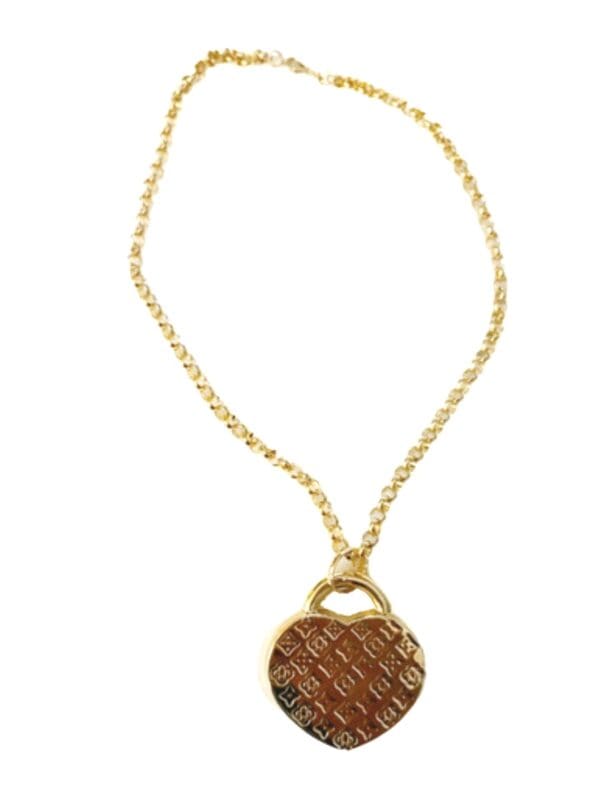 18k Yellow- Gold  Huge Heart Pendant Necklace 24.5" - Image 2