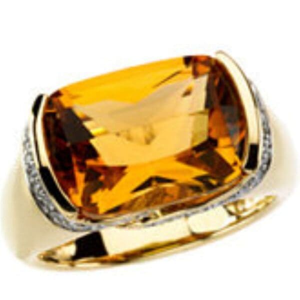 Citrine & Diamond Accented Ring S7