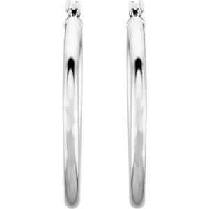 14K White Gold 25 mm Hoop Earrings