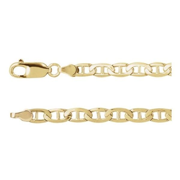 14K Yellow 4.5 mm Curbed Anchor 24" Chain