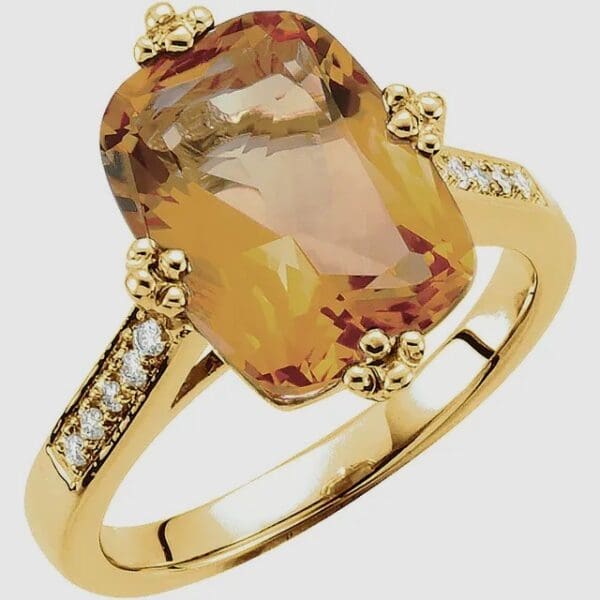 14K Yellow NaturalCitrine & .08 CTW Diamond Ring S7 - Image 2