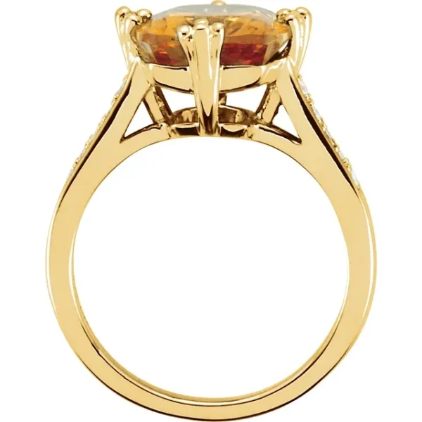 14K Yellow NaturalCitrine & .08 CTW Diamond Ring S7 - Image 6