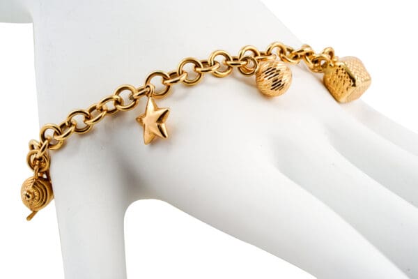18K Yellow-Gold Bracelet w/ Motifs S7.5 - Image 6