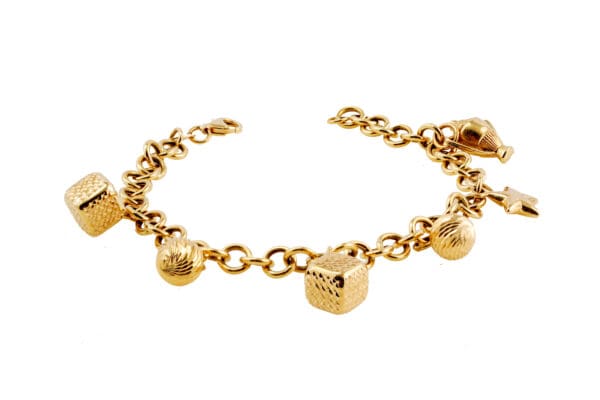 18K Yellow-Gold Bracelet w/ Motifs S7.5