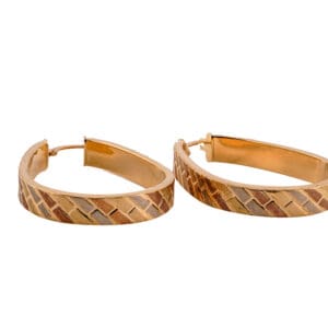 18k Tri-Color Gold Hoop Earrings