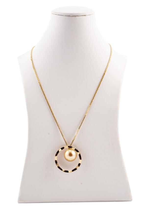 18K Yellow-Gold & Golden South Sea Pearl Circle Necklace - Image 2