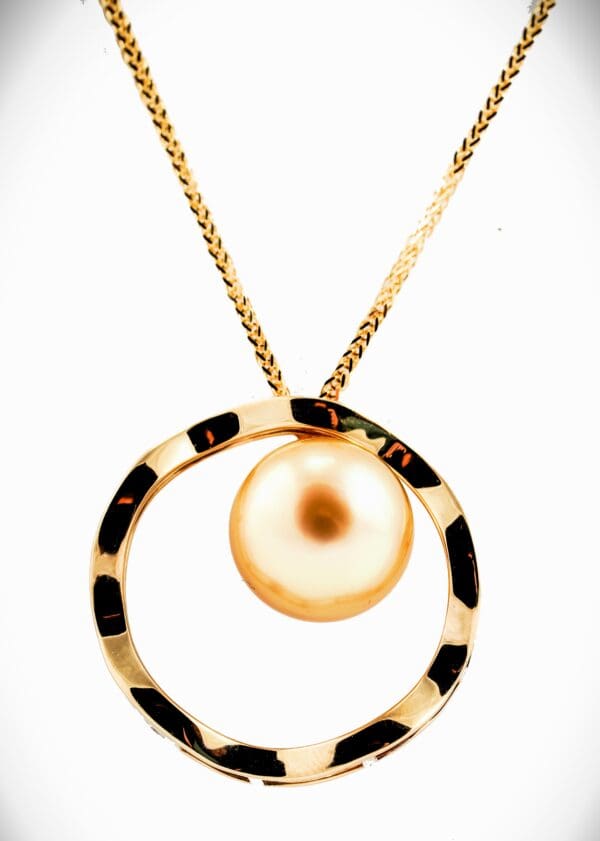 18K Yellow-Gold & Golden South Sea Pearl Circle Necklace - Image 3