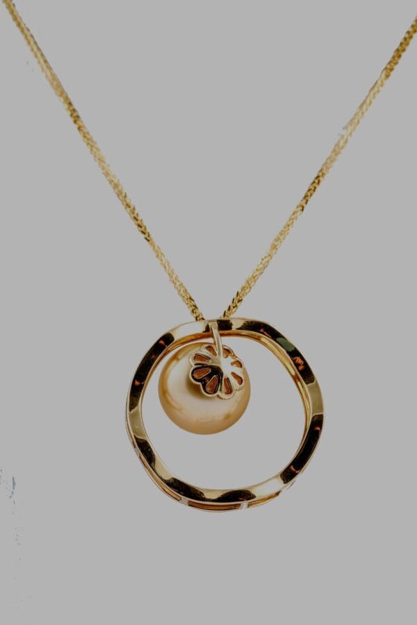 18K Yellow-Gold & Golden South Sea Pearl Circle Necklace - Image 5
