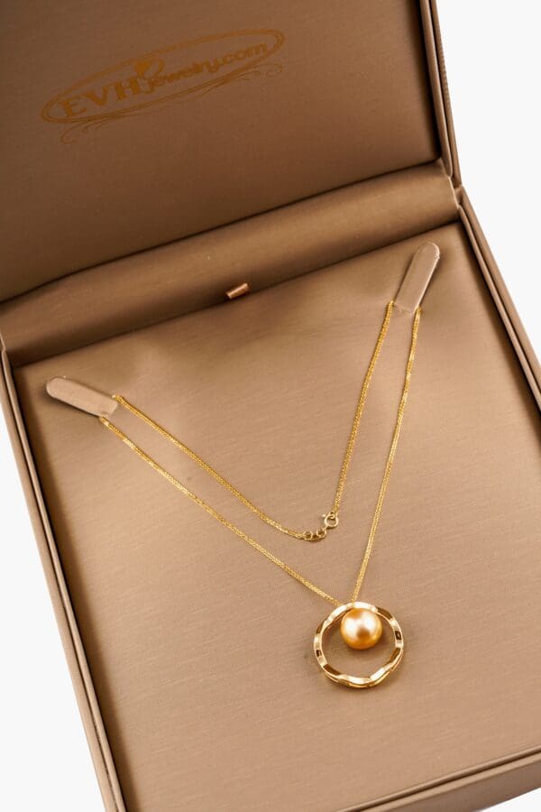 18K Yellow-Gold & Golden South Sea Pearl Circle Necklace - Image 7