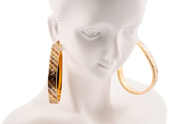 18k Tri-Color Gold Hoop Earrings - Image 3
