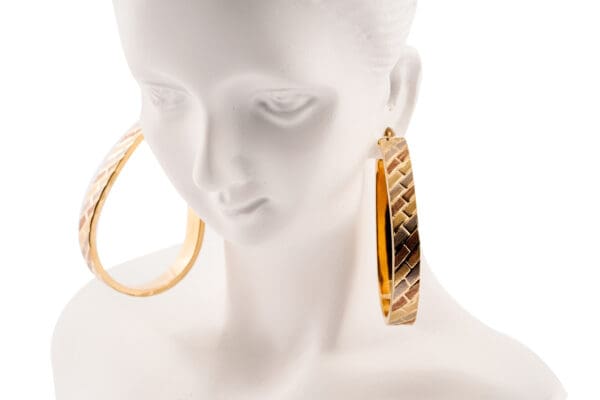 18k Tri-Color Gold Hoop Earrings - Image 4