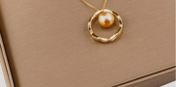 18K Yellow-Gold & Golden South Sea Pearl Circle Necklace - Image 8