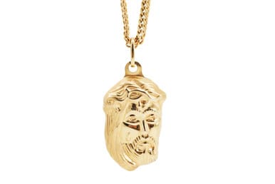 18k Gold Religious Face Symbol Pendant Necklace 8 Inches Length