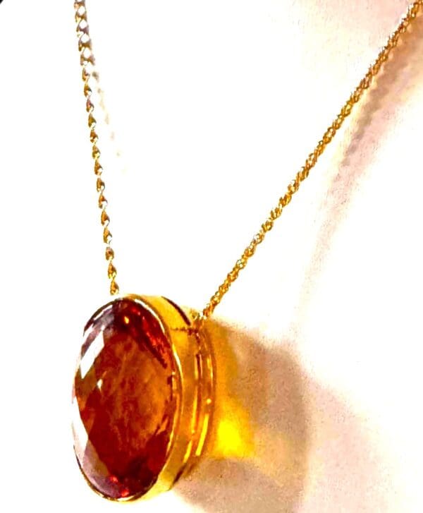 18k Yellow-Gold Huge Citrine Necklace 22"L - Image 12