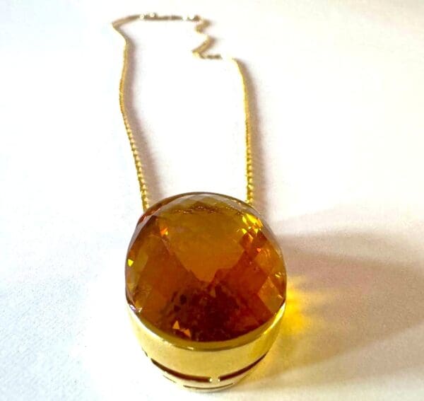 18k Yellow-Gold Huge Citrine Necklace 22"L - Image 4