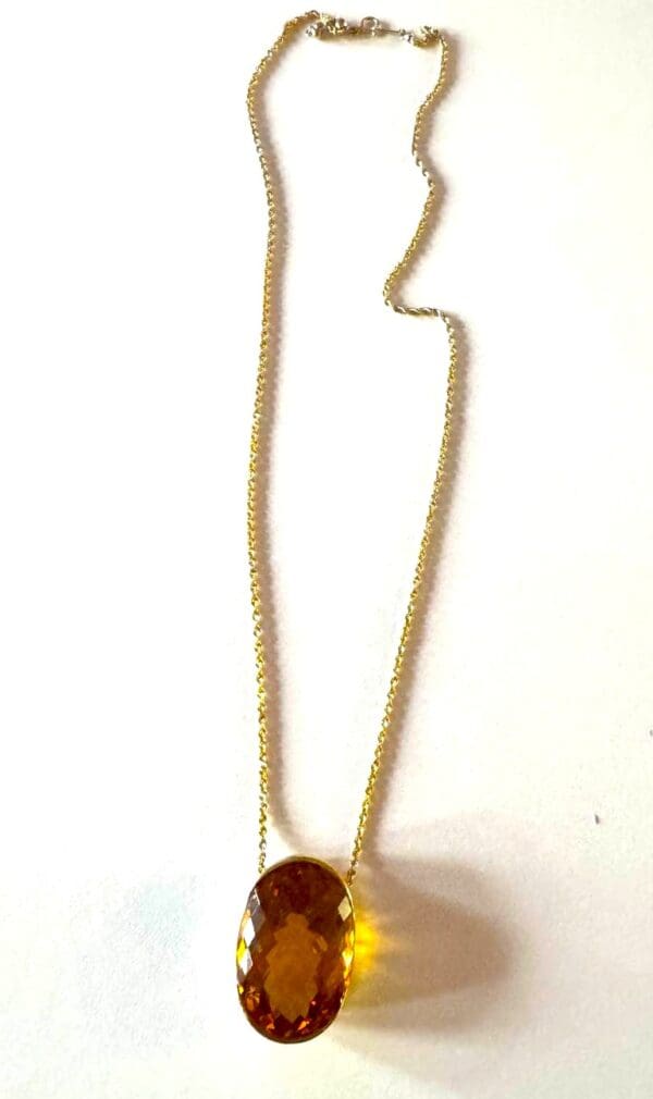 18k Yellow-Gold Huge Citrine Necklace 22"L - Image 5