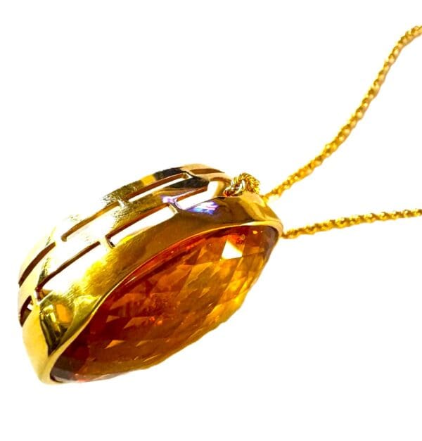 18k Yellow-Gold Huge Citrine Necklace 22"L - Image 6