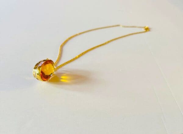 18k Yellow-Gold Huge Citrine Necklace 22"L - Image 7