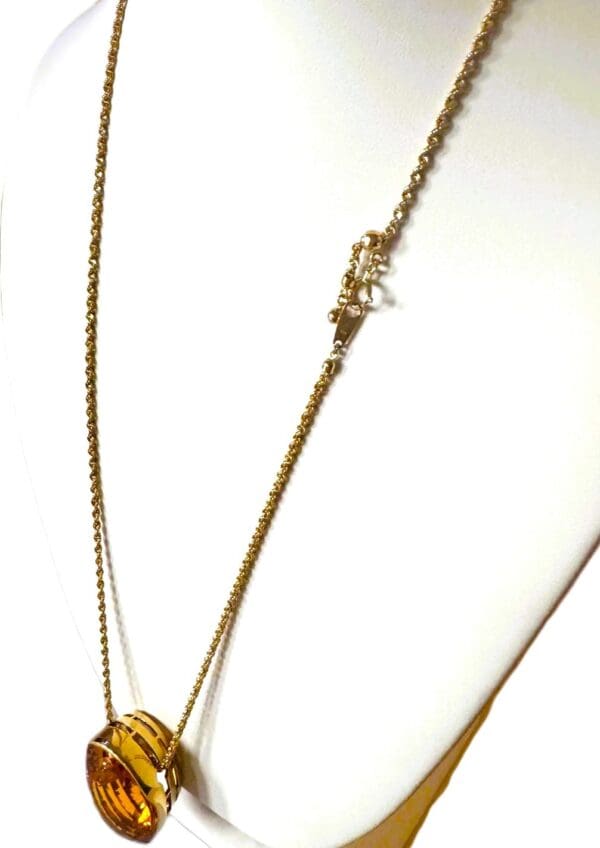 18k Yellow-Gold Huge Citrine Necklace 22"L - Image 8
