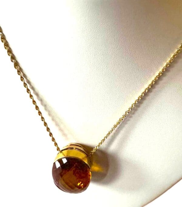 18k Yellow-Gold Huge Citrine Necklace 22"L - Image 10