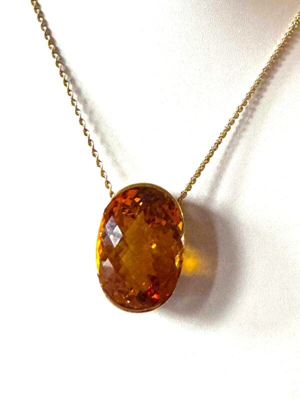 18k Yellow-Gold Huge Citrine Necklace 22"L - Image 11