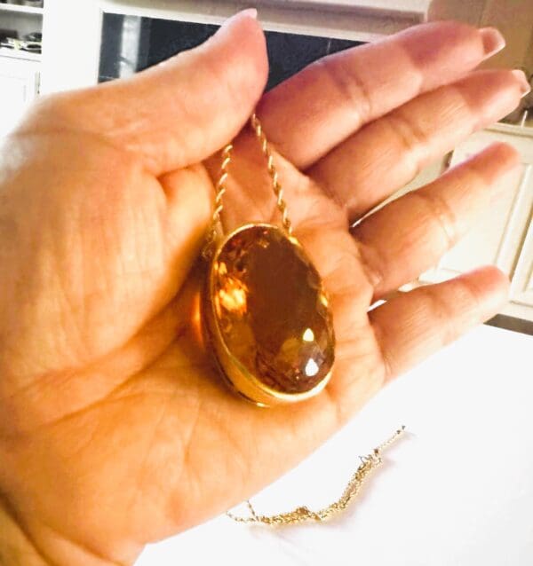 18k Yellow-Gold Huge Citrine Necklace 22"L - Image 15
