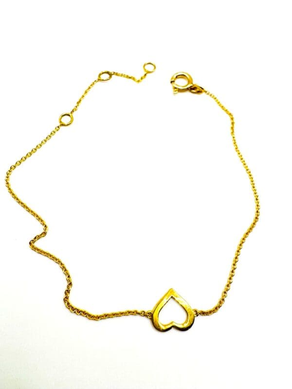 14k Yellow-Gold Heart Bracelet/Anklet S7 - Image 4