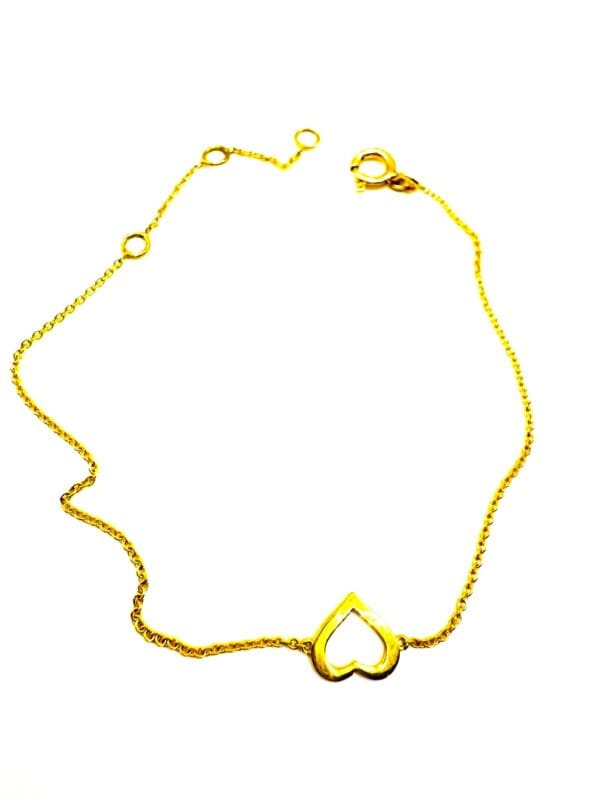 14k Yellow-Gold Heart Bracelet/Anklet S7