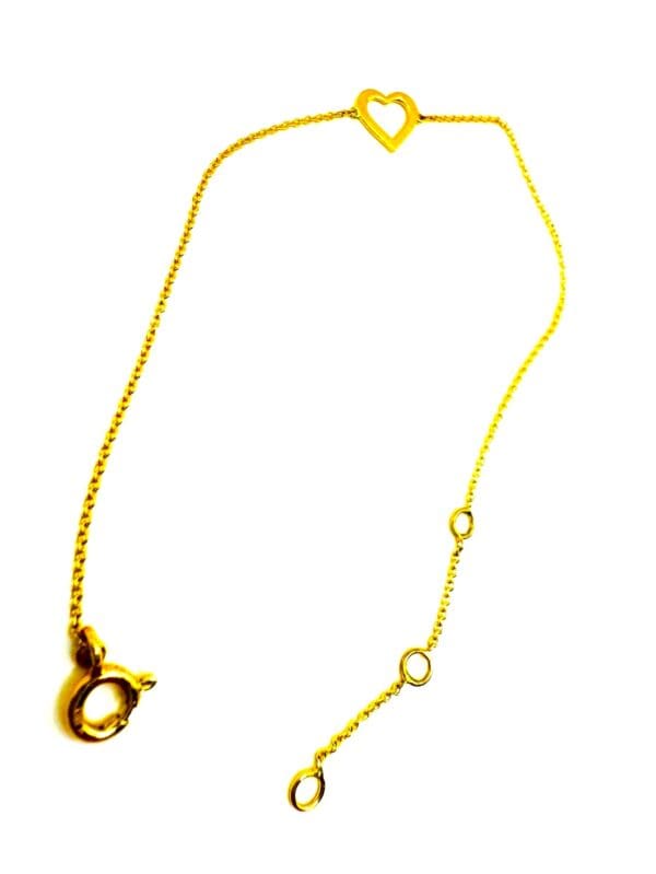 14k Yellow-Gold Heart Bracelet/Anklet S7 - Image 8