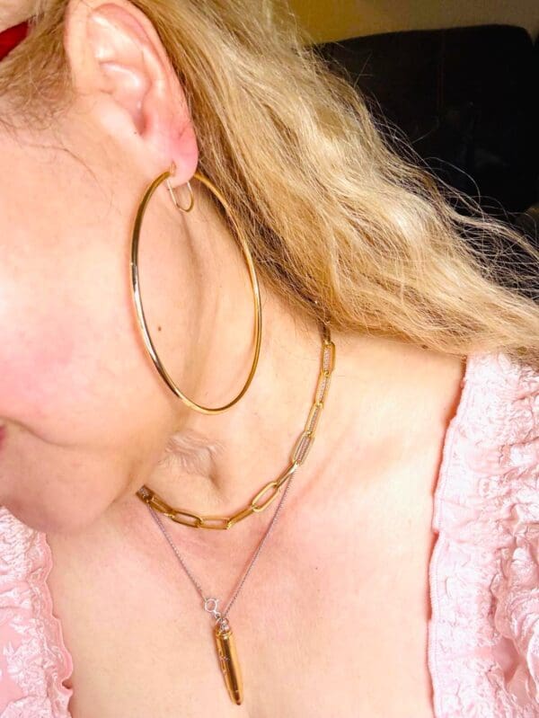 18k Yellow-Gold 79mm Huge Circle Earrings - Image 3