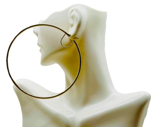 18k Yellow-Gold 79mm Huge Circle Earrings - Image 6