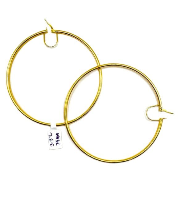 18k Yellow-Gold 79mm Huge Circle Earrings - Image 9