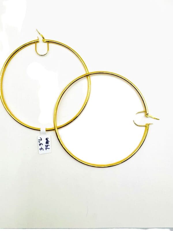 18k Yellow-Gold 79mm Huge Circle Earrings - Image 10