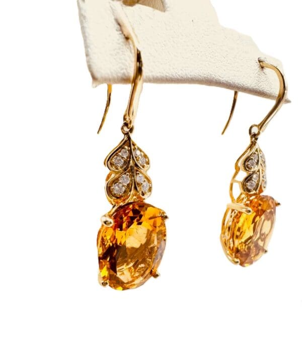 18k Yellow-Gold Citrine Diamond Earrings - Image 11