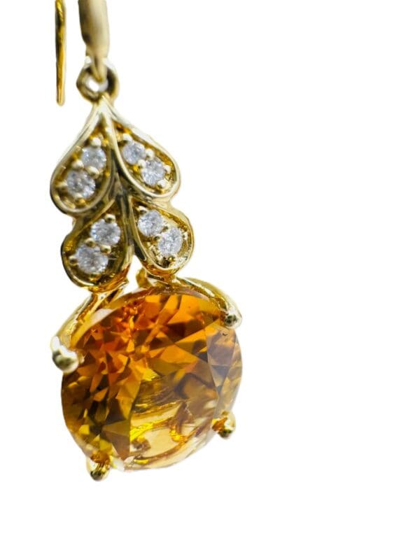 18k Yellow-Gold Citrine Diamond Earrings - Image 12
